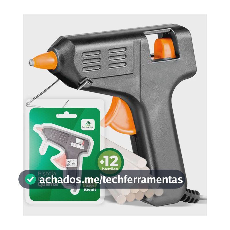 Kit Revolver Pistola de Cola quente + 12 Bastões de Cola Bico Fino Fácil Aplicação 20w Decoração Festa Artesanato - Floresta Urbana