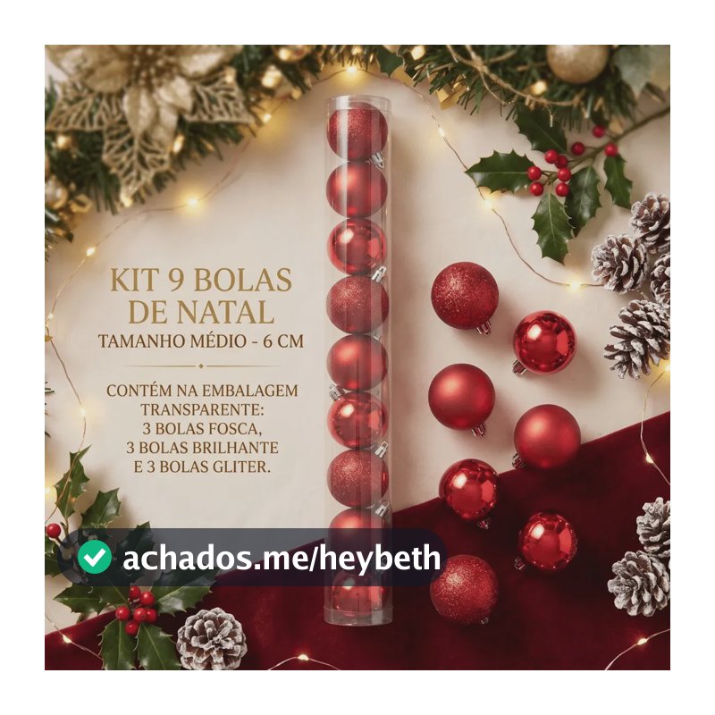 Bolas Natal Vermelhas 6cm Fosca Brilhante Glitter Enfeites Natalinos Arvore Natal Decoração Natalina Guirlanda Arranjos Bolinhas Douradas Decorativas Natal Festa Kit 09 Unidades