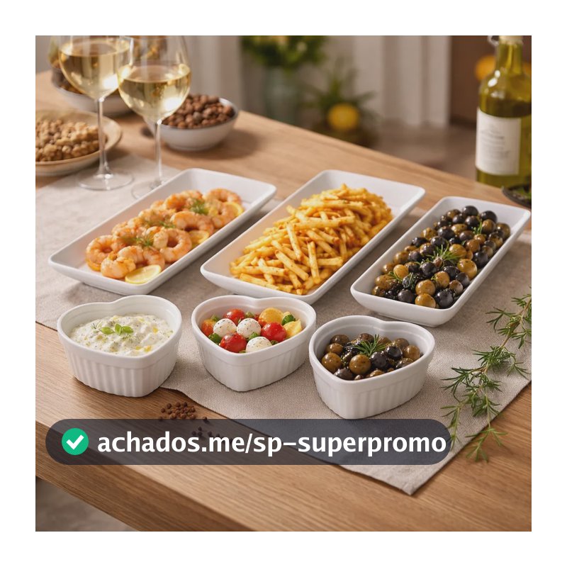 Petisqueira 3 + Cumbuca Coração 3 Kit 6 Peças Cor Branca Branco