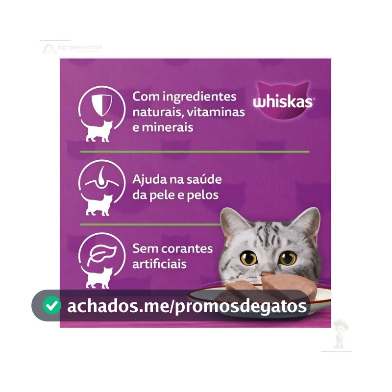 Whiskas Patê Alimento Úmido Gato Sabor Atum Kit 4 Latas 1.16kg