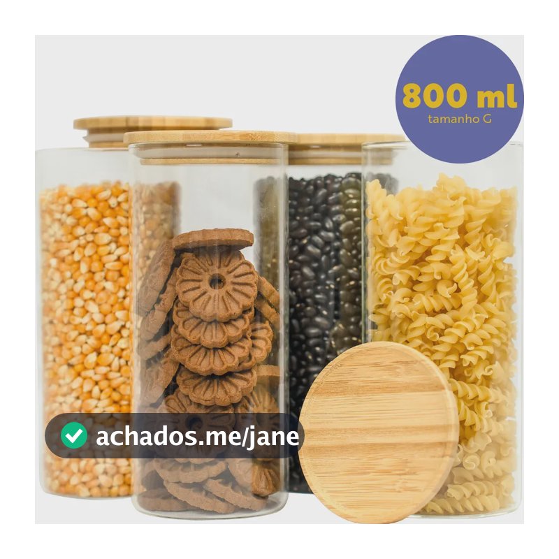 Kit 4 Pote Para Alimentos Seiri Transparente 800 Ml Cozinha Flat Transparente