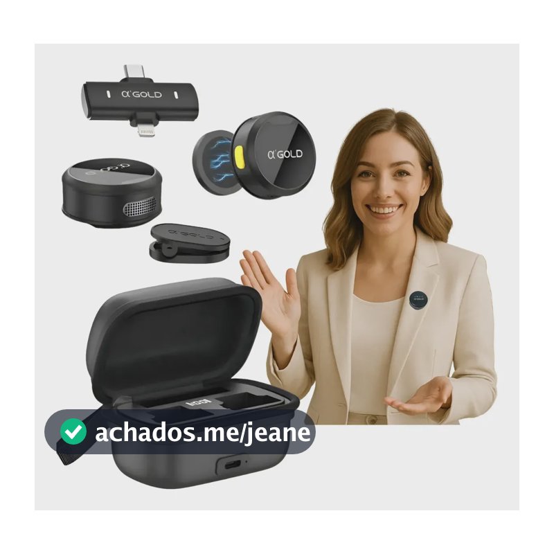 Microfone Lapela Duplo Compatível Android  iPhone Anti Ruído Preto