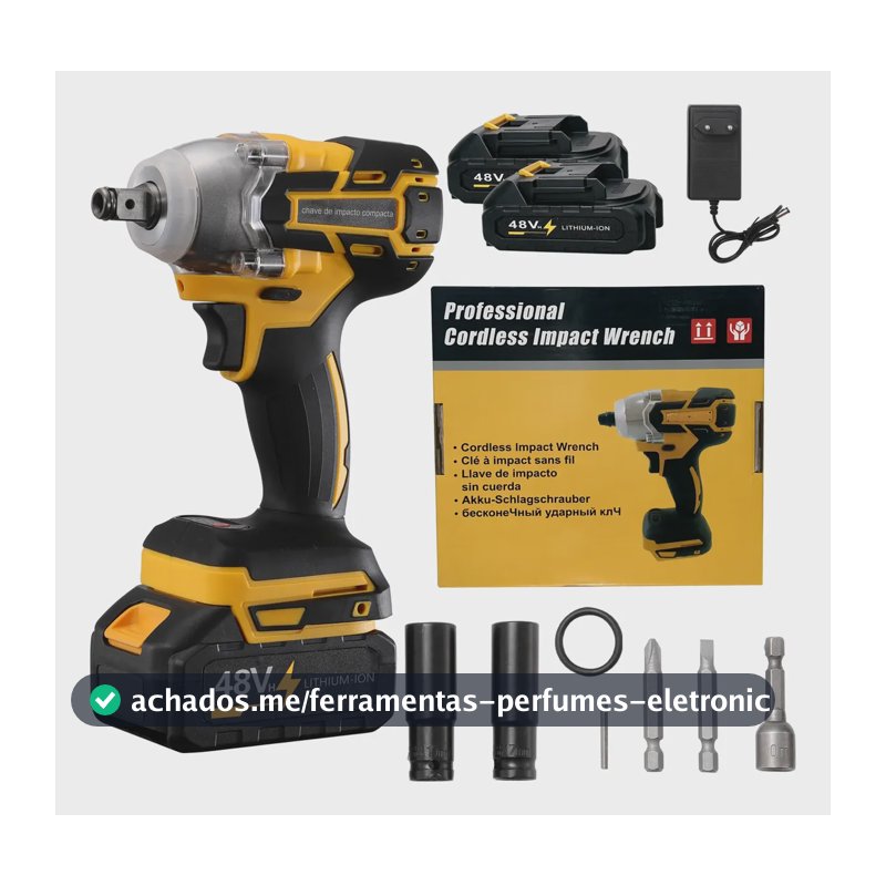 Chave De Impacto A Bateria 48v Profissional Caixa De Papel/2 Baterias/amarelo 48v