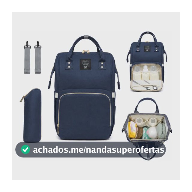 Mochila Bolsa Maternidade Lequeen Moda Multifuncional Cinza