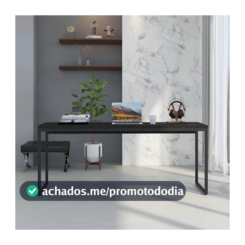 Mesa Para Escritório Diretor 1,80m Dynamica Cor Preto Ônix / Est.Preta