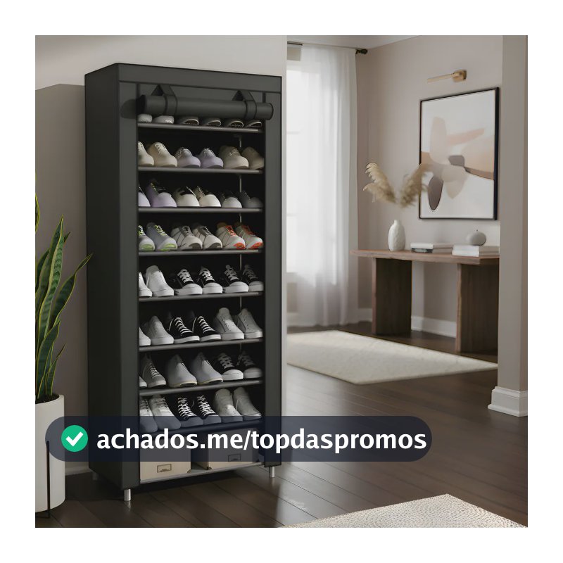 Sapateira Organizador De Sapatos Com 9 Prateleiras Tnt Cor Preto