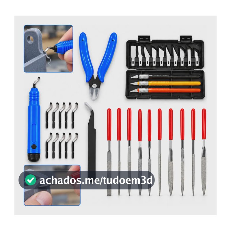 Kit Ferramentas Acabamento Impressão 3d Modelismo Diy Preto