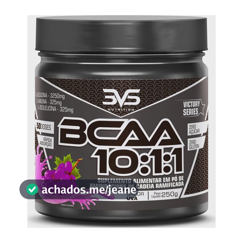 Bcaa Em Pó 10:1:1 Sabor: Uva - Fórmula Exclusiva Ultra Concentrada Com 3900mg De Aminoácidos Por Dose - 250g