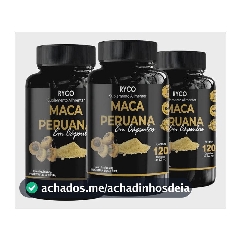 3x Maca Peruana 120 Cápsulas Original- Envio Já Sem Sabor Sem Sabor