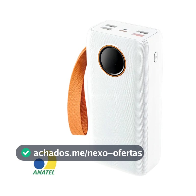 Power Bank Carregador Portátil Com Cabo Display Turbo Boyu Cell Preto 20.000mah Branco