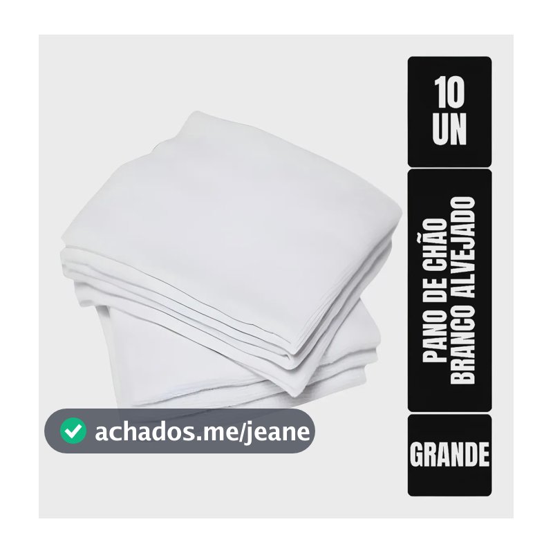 Pano De Chão Grande Branco 70x40cm Kit Com 10 Saco Duplo Branco