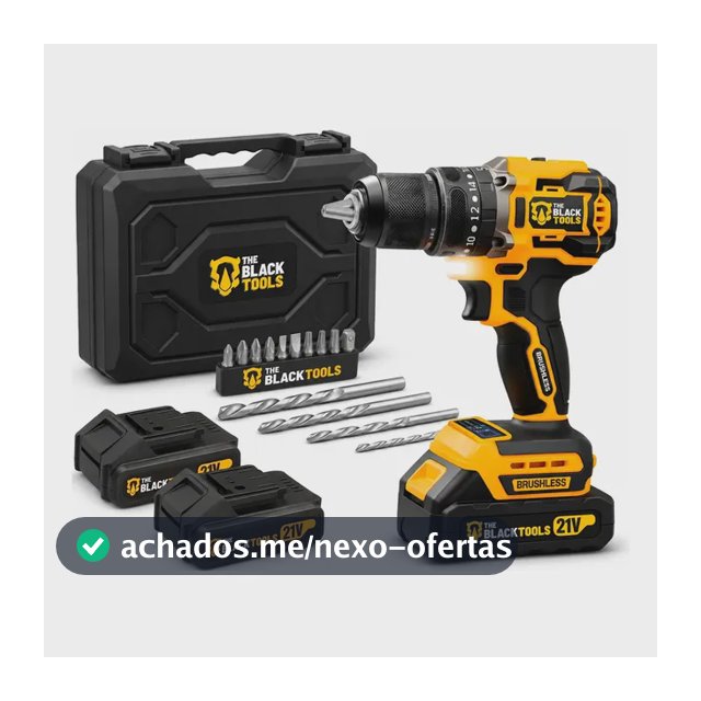 Parafusadeira Furadeira De Impacto Profissional Sem Fio 2 Baterias 21v Com Maleta Tb-21yx The Black Tools