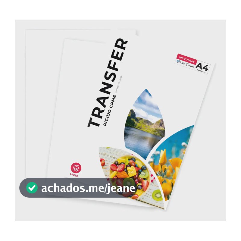 Papel Transfer Laser Rigido 100gr A4 - 1000 Fls Cor Branco