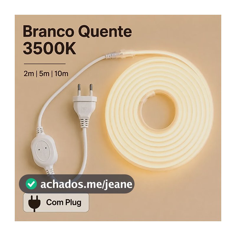 Fita Neon Led Flex Branco Quente 3500k 2m5m10m 127/220v Ip67 Branco-quente 127v 12v 5m