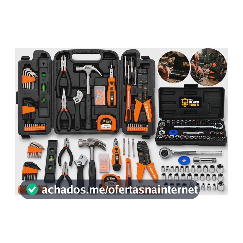 Kit De Ferramentas Profissional Completo 169 Peças Chaves Alicates Soquetes Com Maleta TBK169P The Black Tools