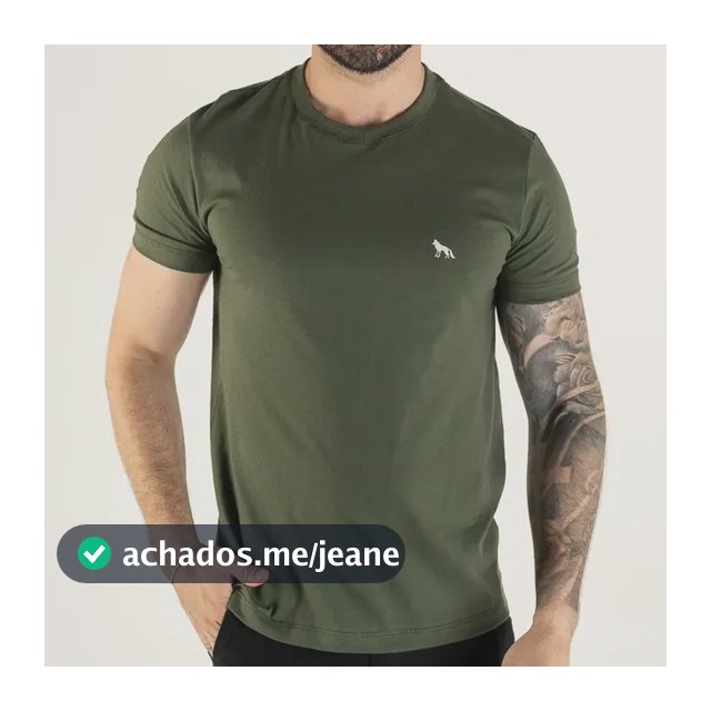 Camiseta Masculina Acostamento Wolf Casual Verde Militar
