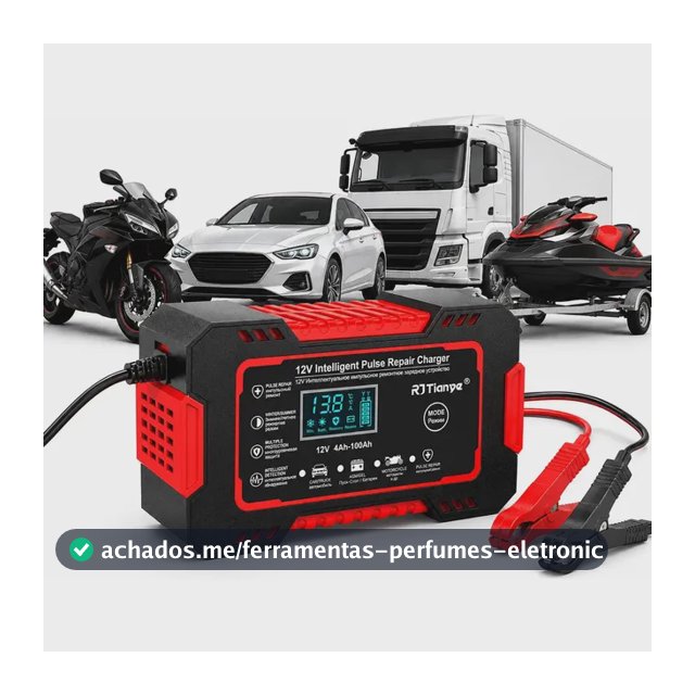 Carregador Inteligente De Bateria Automotiva 12v 6a Bivolt Recupera Baterias 4ah A 100ah indobest Todos Veículos Moto Carro Caminhão Barco