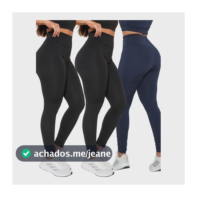 Kit 3 Calças Legging Feminina Cintura Alta Academia Fitness