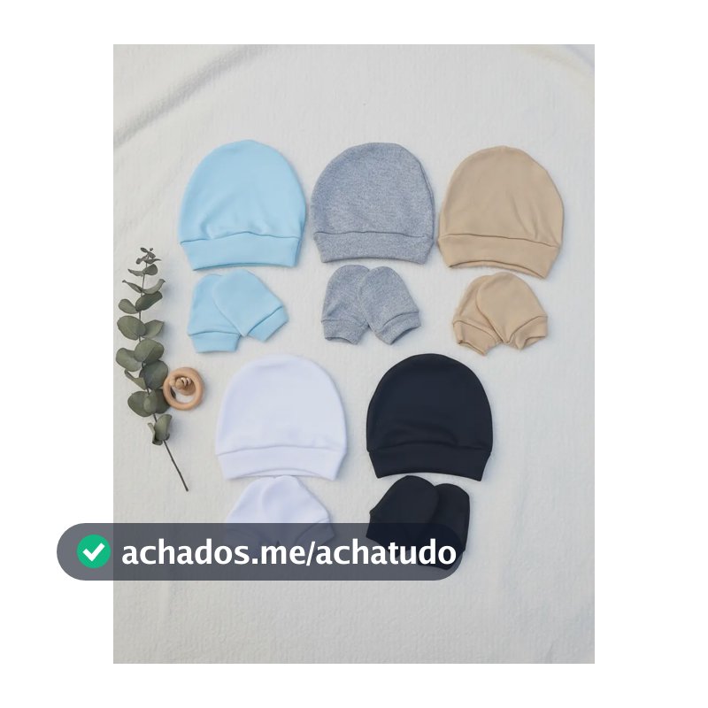 Kit 5 Toucas E Luvas Rn Menino Minimalista Antialérgico Azul 0-2 M