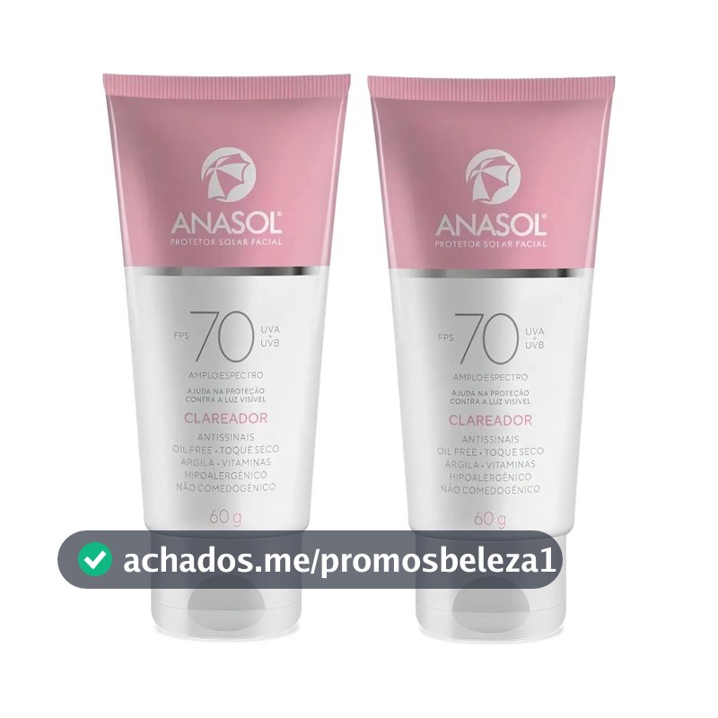 Protetor Facial Anasol Fps 70 Com Clareador Kit 2 Unidades