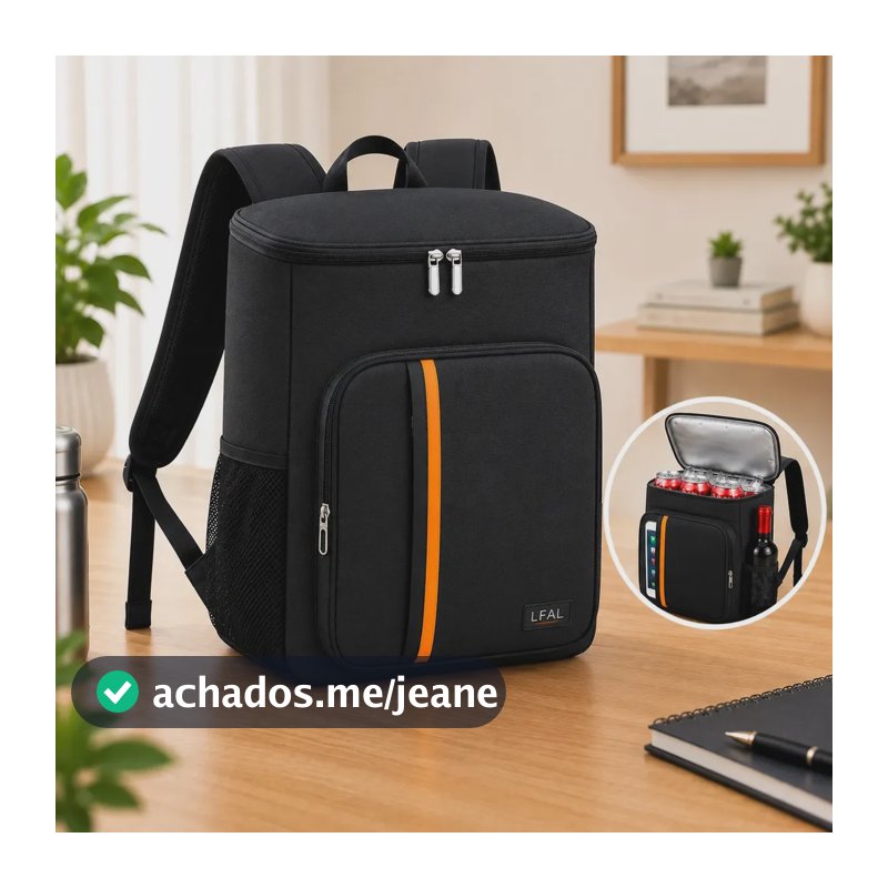 Mochila Térmica Bolsa Termica Viagem Espaçosa Bag Comida Trabalho Bebida Com Alça Cooler Praia Passeio Preto Marmita Bebidas Grande Isotérmica Lancheira Litros Impermeável Premium Lfal