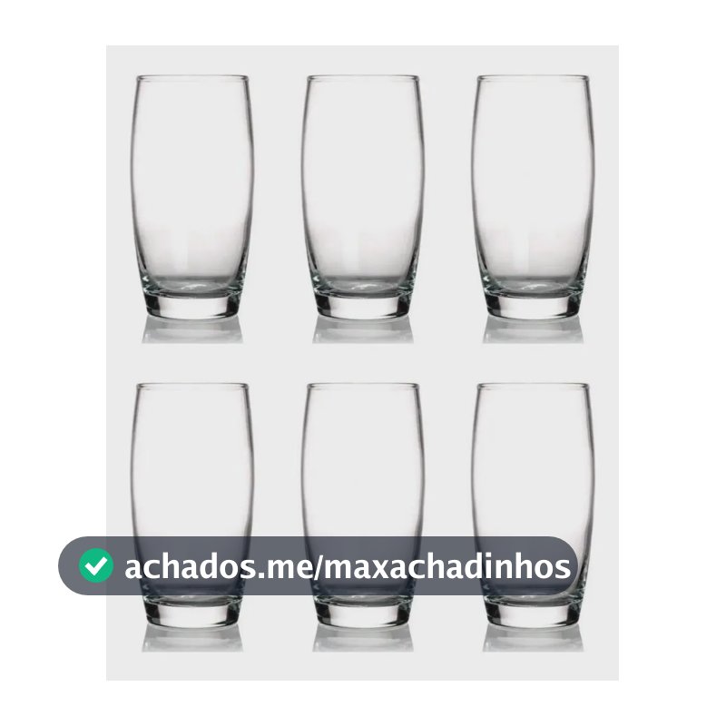 Kit 6 Copos Oca Nadir 300ml Vidro para Água e Suco