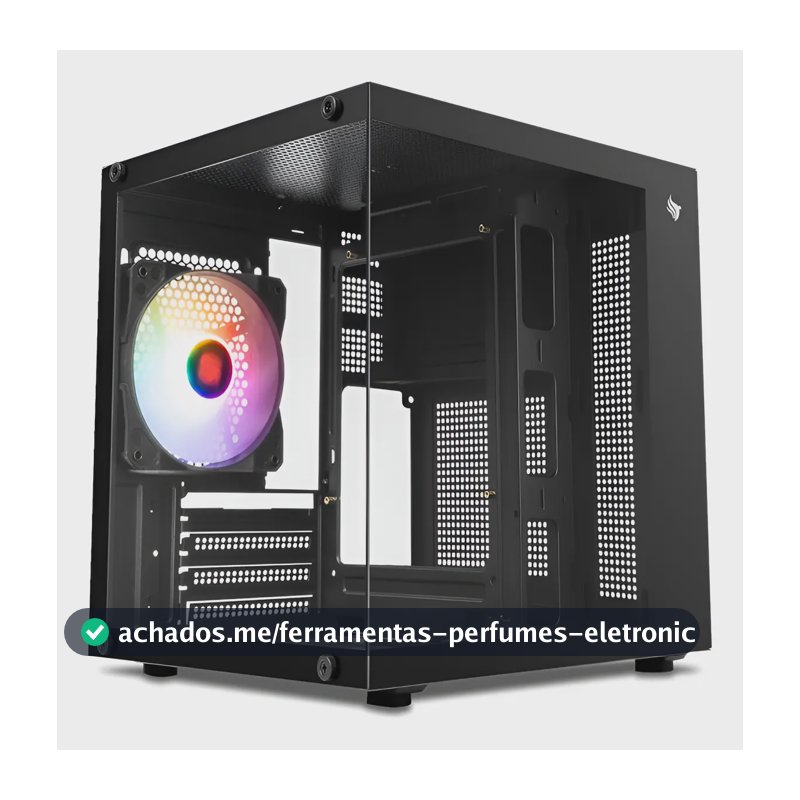 Gabinete Gamer Pichau Atom, Mini-Tower, Lateral de Vidro, Com 1 Fan, Preto
