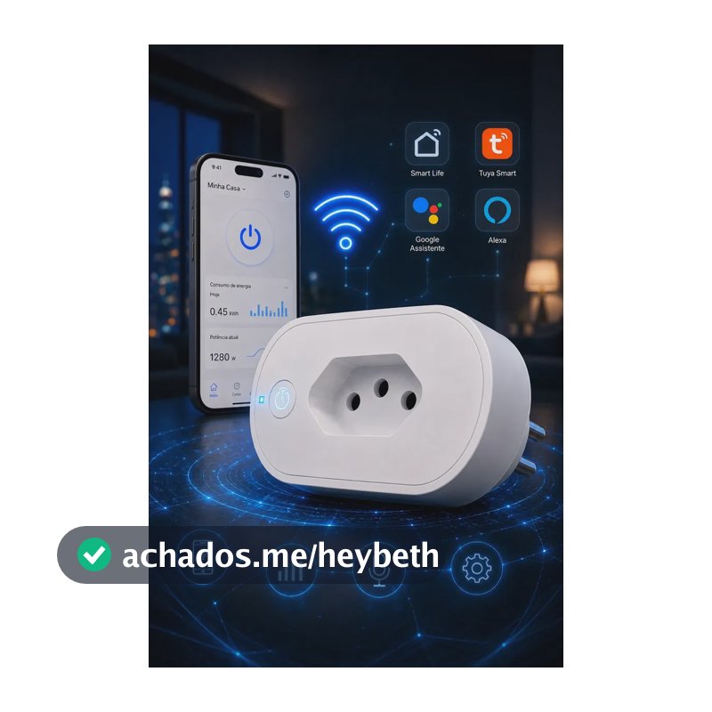 Tomada Inteligente Wi-Fi 16A Bivolt Qonex Automação Smart Plug Interruptor com Monitor de Consumo Compatível Alexa e Google Home