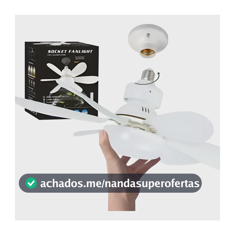 Ventilador De Teto Silencioso Com Luz Led 60w 3 Velocidades 50 Cm 50 Hz X 60 Hz Branco 127/220v Plástico 6
