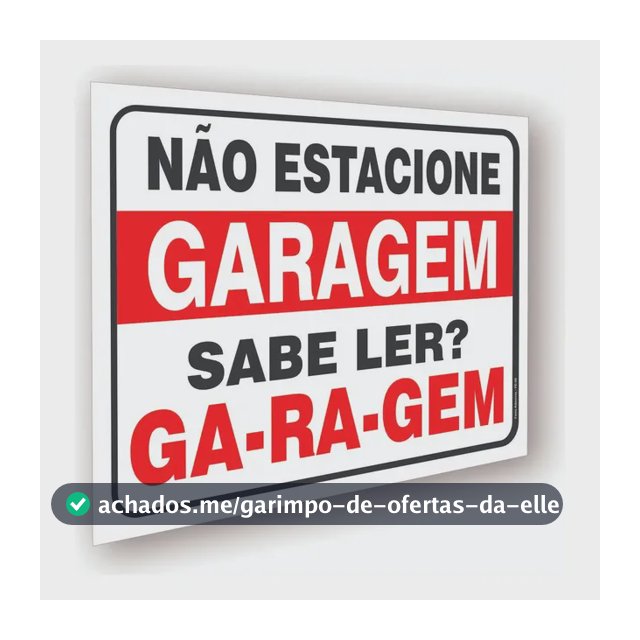 Placa Proibido Estacionar Divertida - Sabe Ler - Garagem  Preto E Vermelho