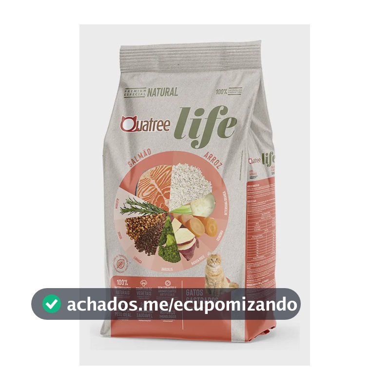 Ração Quatree Life Para Gatos Castrados Salmão E Arroz 10,1 kg