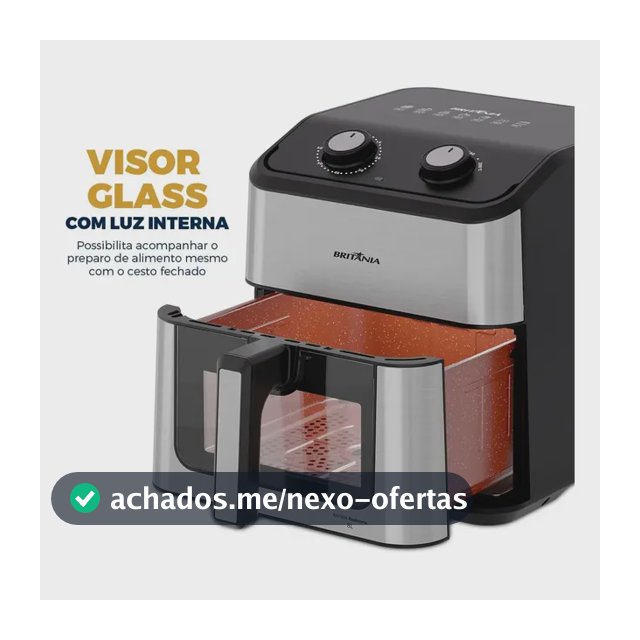 Air Fryer Britânia 8L Redstone Visor Glass BAF80A