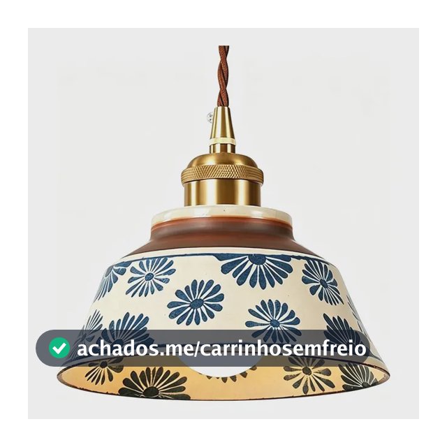 Luminária Pendente Porcelana Azulbranca Vintage Cerâmica