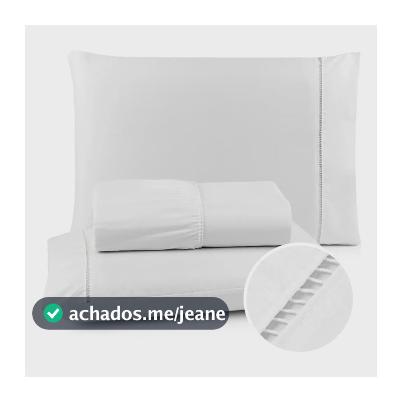 Jogo De Lençol King 3 Peças 400 Fios C/ Ponta Palito Branco Liso