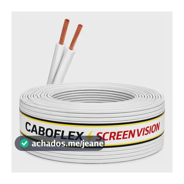 Fio Paralelo 2,5mm Cabo Duplo 2x2,5mm Rolo 100 Metros Elétrico 750v Cor Branco Marca Screen Vision