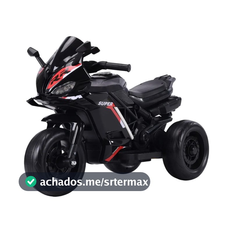 Moto Elétrica Infantil Maxi Toys 3 Rodas 6V LED Multimídia Preta