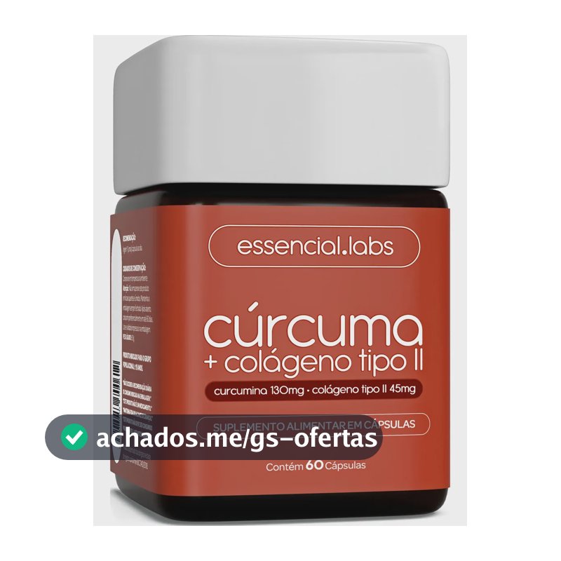 CÚRCUMA 130mg + COLÁGENO Tipo Ii 45mg - Fórmula com Máxima Concentração e Pureza - 60 Cápsulas