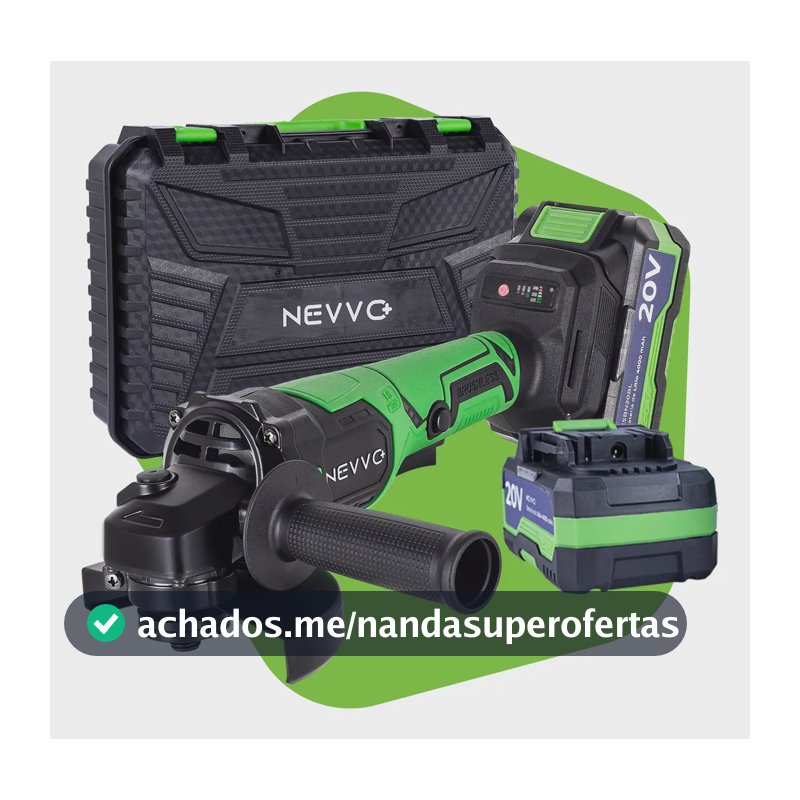 Esmerilhadeira Angular Brushless 9000 Rpm 20v Sem Fio Nevvo Preto/verde 20v 50/60 Hz