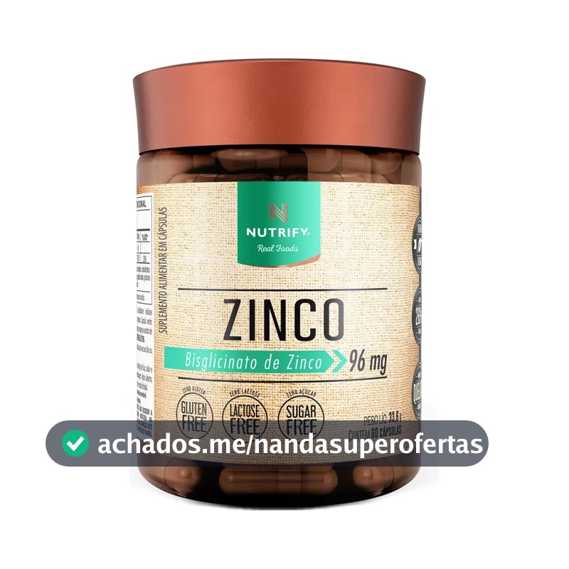 Bisglicinato de zinco Nutrify Vitaminas e Minerais em cápsula Sem sabor x 60mL de 60 un