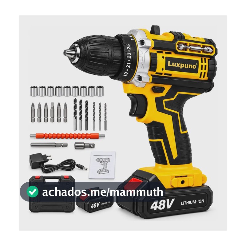 Parafusadeira Furadeira 48v Profissional Baterias Sem Fio 1 Baterias 127/220v 60 Hz