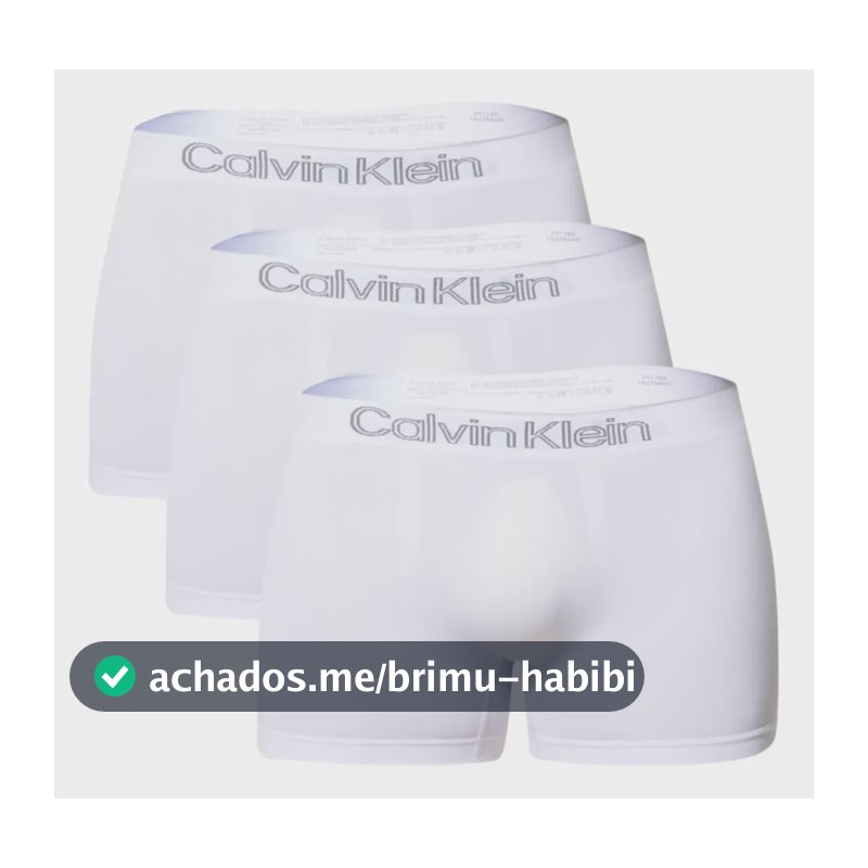 Kit 3 Cuecas Low Rise Trunk Sem Costura Calvin Klein 0900 Branco 2 M