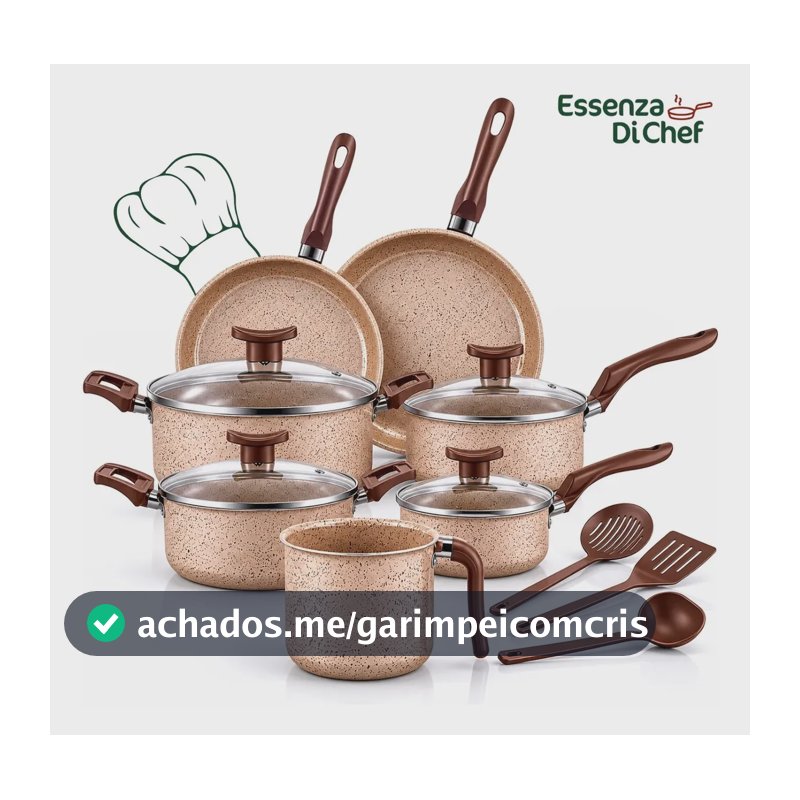 Jogo De Panelas Antiaderente 10 Peças Teflon Cor Bianco Bege Conjunto Kit Frigideira Panela Casa Cozinha