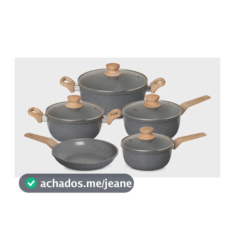Conjunto de Panelas 5 peças com Revestimento Cerâmico Antiaderente e Acabamento Marmorizado e Fundo Compatível com Indução Oster - Dark Grey