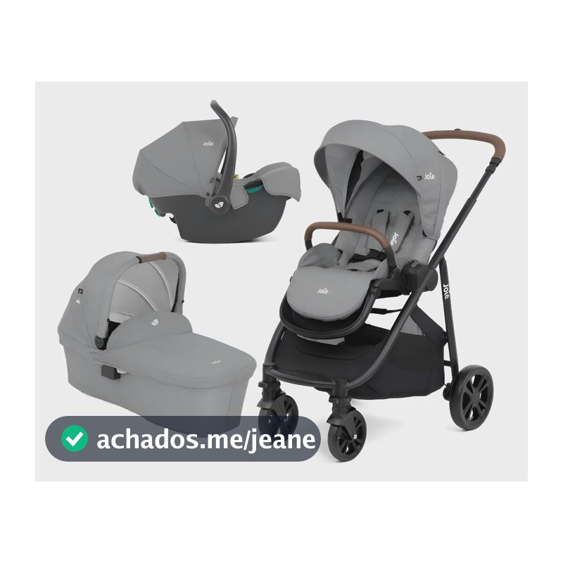 Carrinho De Bebe Versatrax Combo Joie  Trio 3 Em 1 Passeio Cinza Pebble Preto