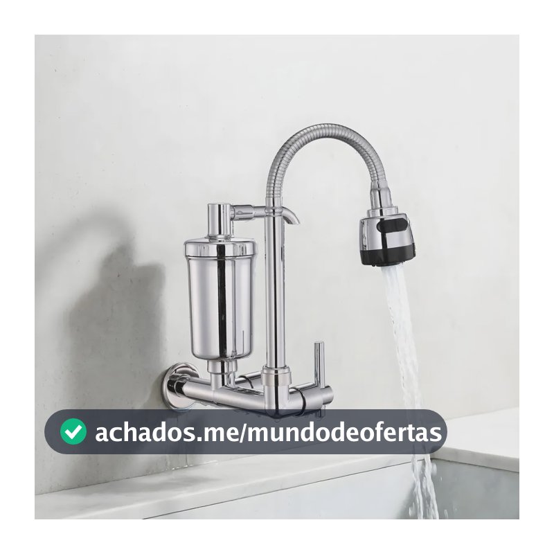 Torneira De Parede Com Filtro Para Cozinha Flexível Parede Prateado Parede