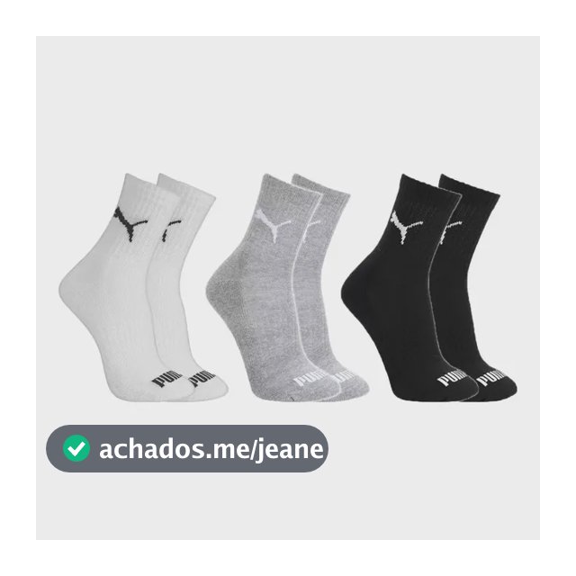 Kit 3 Pares Meias Puma Cano Médio Alto Atoalhada Original