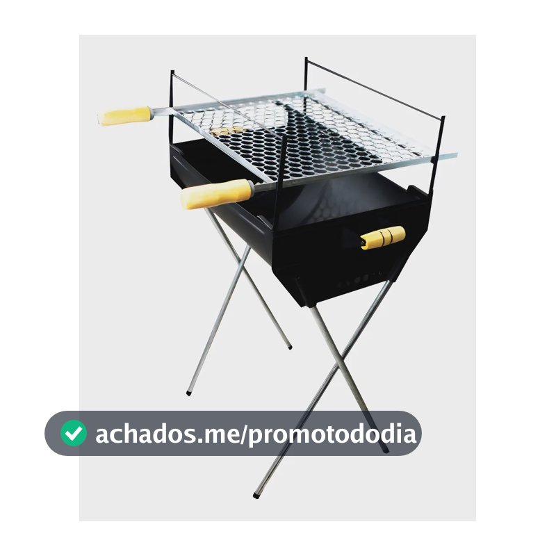 Churrasqueira Grande Portátil Carvão Aço Grelha 50x40x96 Cor Preto