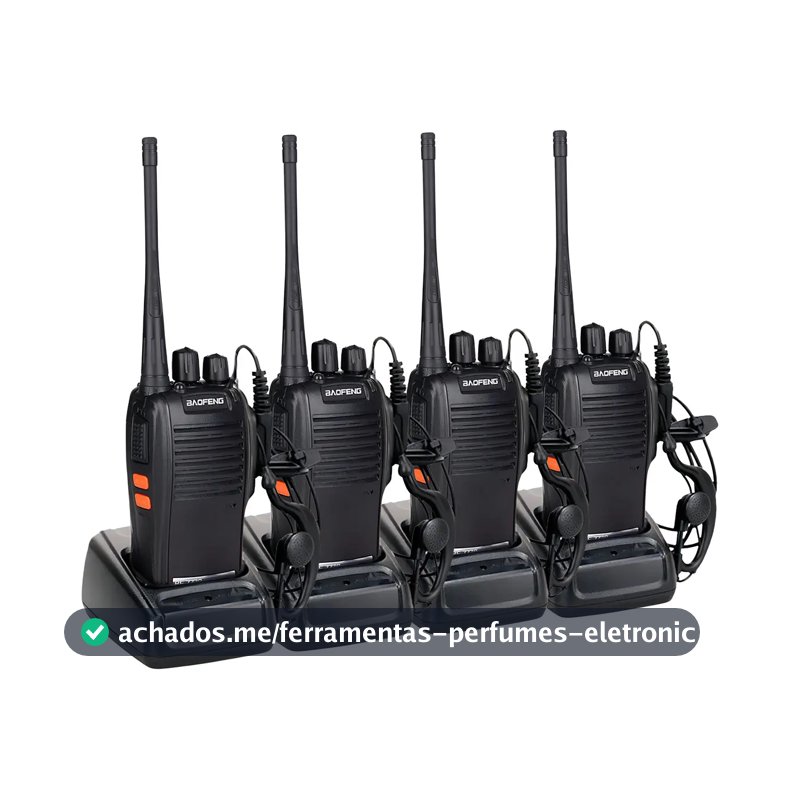 Kit 4 Radios Baofeng Comunicador Frequencia Profissional 16 Canais Cor Preto BF-777S