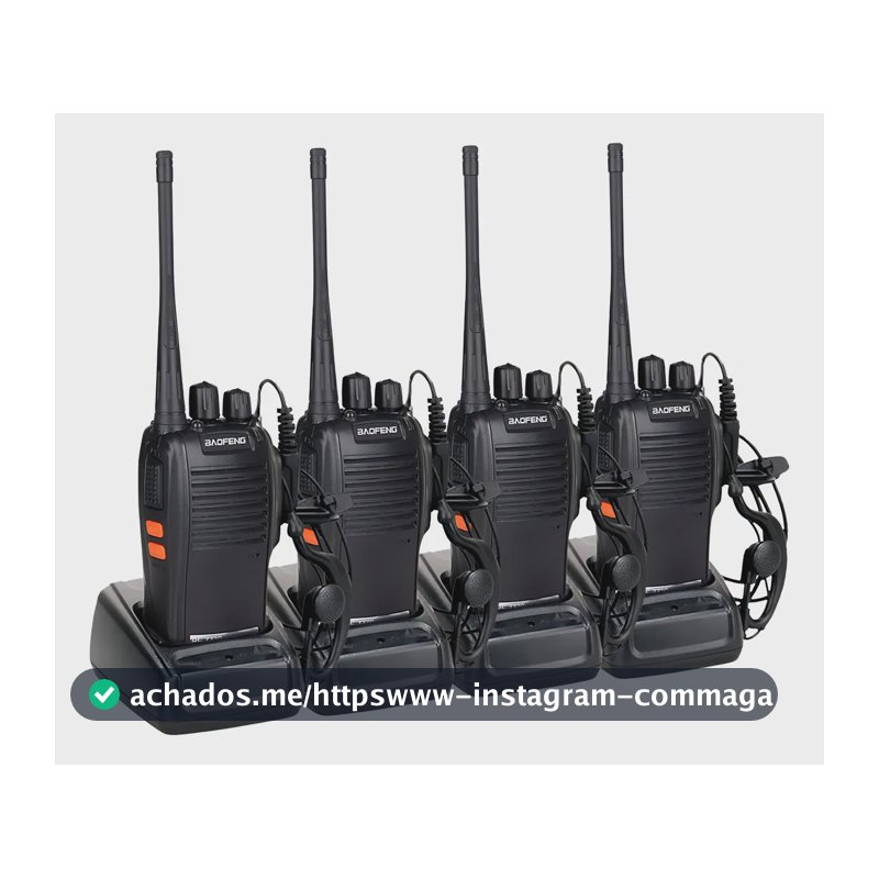 Kit 4 Radios Baofeng Comunicador Frequencia Profissional 16 Canais Cor Preto BF-777S