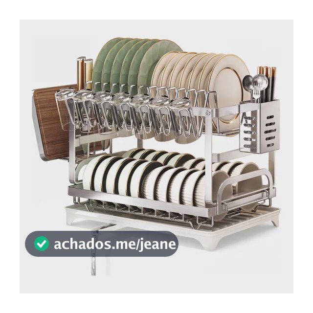 Escorredor De Louça Inox Porta Pratos Com Bandeja Drenagem Prateado